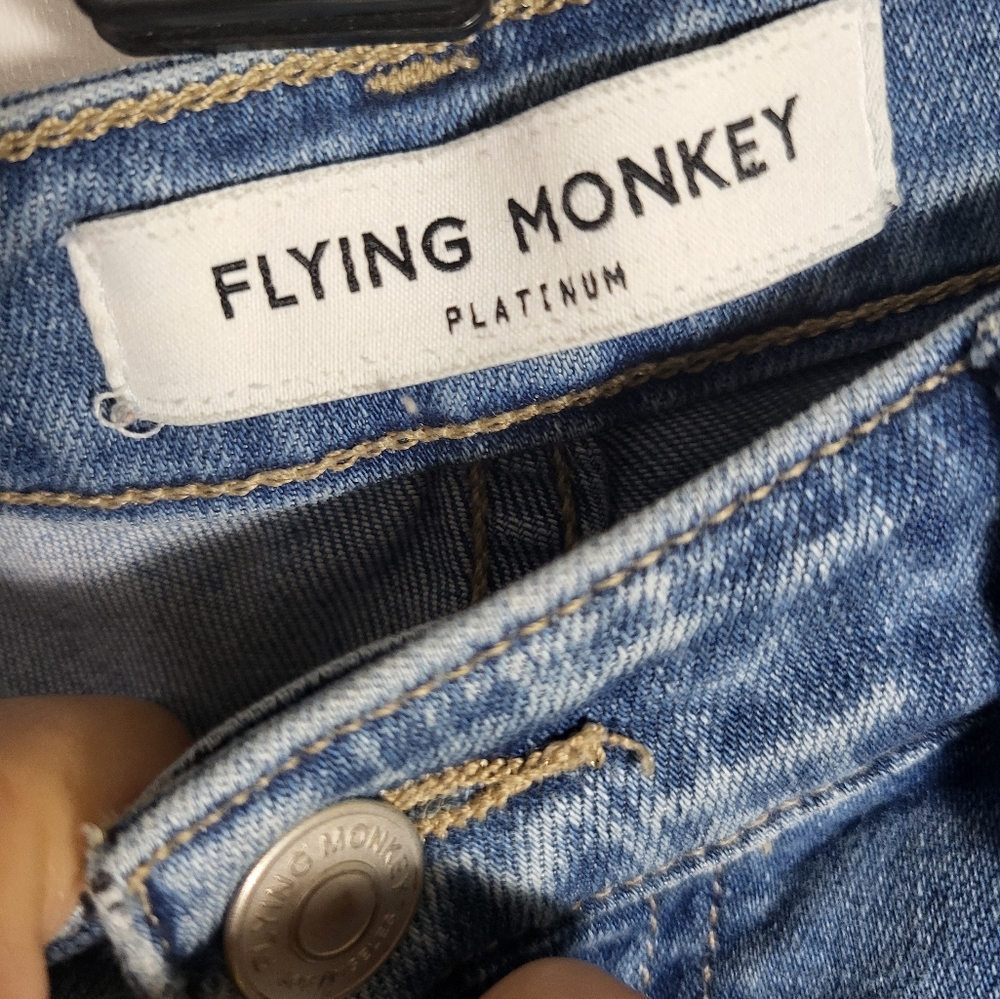 Flying Monkey Platinum blue rough hem jean women's 27  #2286 - Picture 5 of 8
